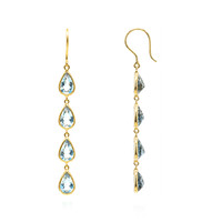 5.53 Ct.Tw.Total Carat Weight Blue Aquamarine Bezel Earrings, 14K Yellow Gold Image