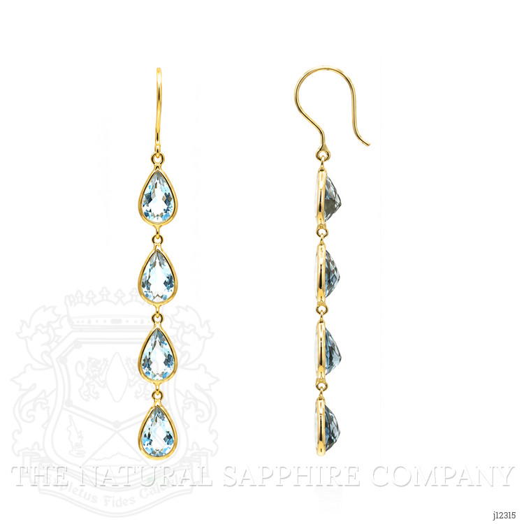 5.53 Ct.Tw. Blue Aquamarine Bezel Earrings, 14K Yellow Gold
