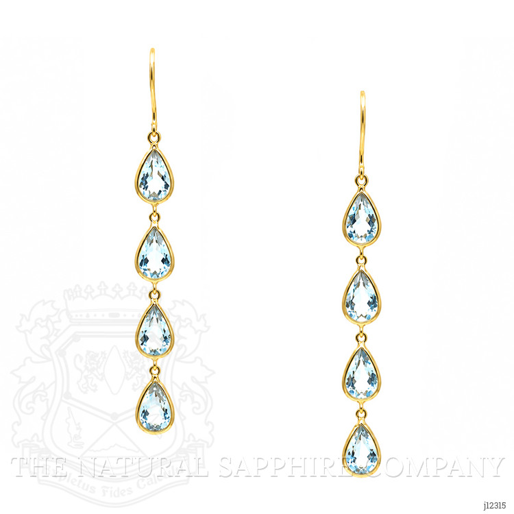 5.53 Ct.Tw. Blue Aquamarine Bezel Earrings, 14K Yellow Gold