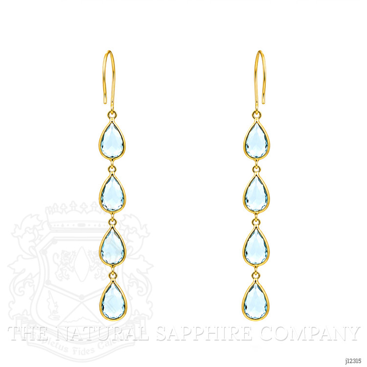 5.53 Ct.Tw. Blue Aquamarine Bezel Earrings, 14K Yellow Gold