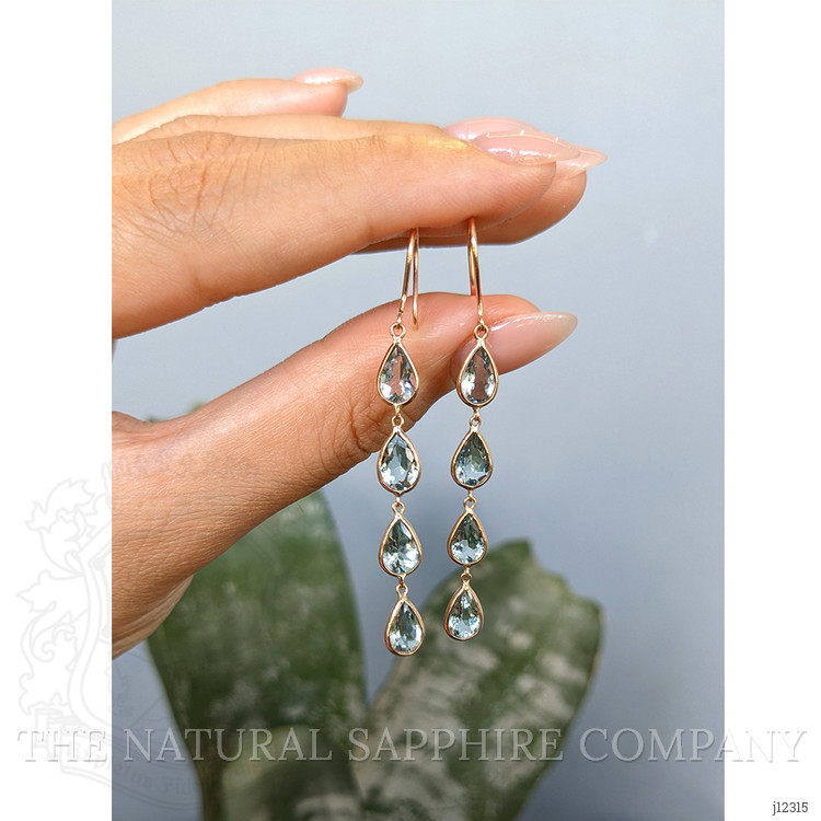 5.53 Ct.Tw. Blue Aquamarine Bezel Earrings, 14K Yellow Gold