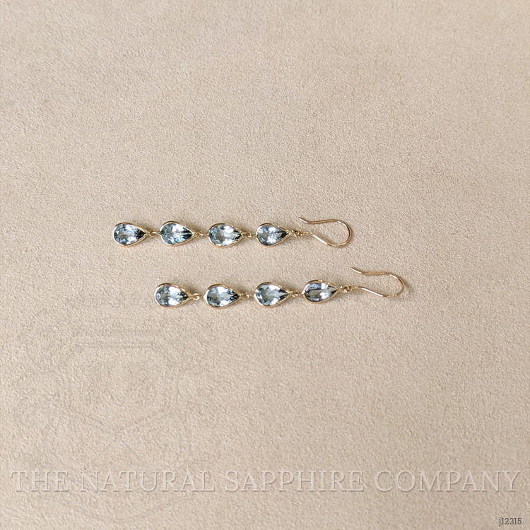 5.53 Ct.Tw. Blue Aquamarine Bezel Earrings, 14K Yellow Gold