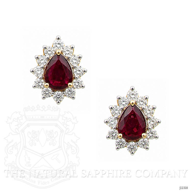 0.49 Ct.Tw. Ruby and Natural Diamond Studs Earrings, 14K Yellow Gold