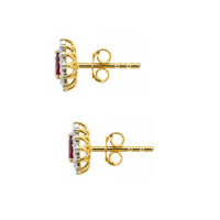 0.49 Ct.Tw.Total Carat Weight Ruby and Natural Diamond Studs Earrings, 14K Yellow Gold Image