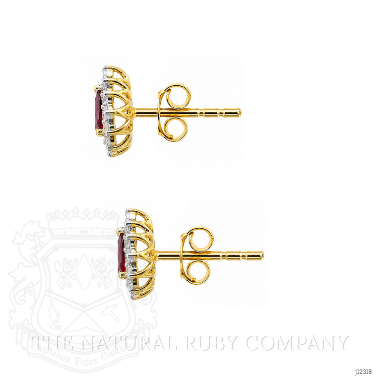 0.49 Ct.Tw. Ruby and Natural Diamond Studs Earrings, 14K Yellow Gold