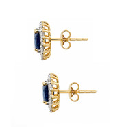 1.99&nbsp;Ct.Tw.Total Carat Weight Blue Sapphire and Natural Diamond Studs Earrings, 14K Yellow Gold Image