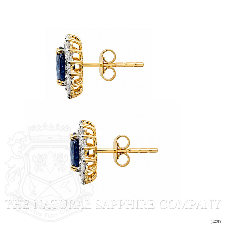 1.99 Ct.Tw. Blue Sapphire and Natural Diamond Studs Earrings, 14K Yellow Gold
