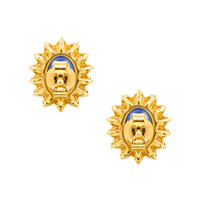 1.99&nbsp;Ct.Tw.Total Carat Weight Blue Sapphire and Natural Diamond Studs Earrings, 14K Yellow Gold Image