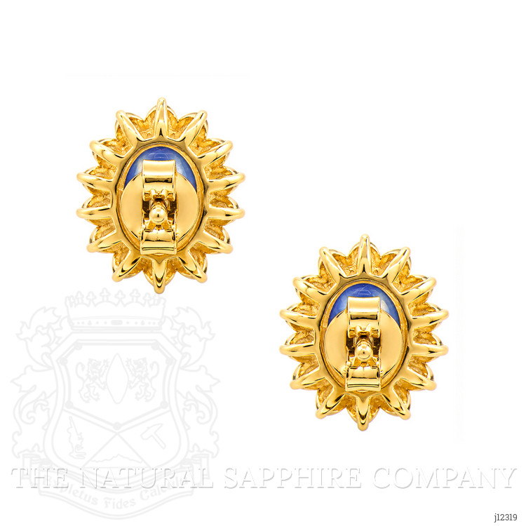 1.99 Ct.Tw. Blue Sapphire and Natural Diamond Studs Earrings, 14K Yellow Gold