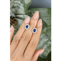 1.99 Ct.Tw.Total Carat Weight Blue Sapphire and Natural Diamond Studs Earrings, 14K Yellow Gold Life Style