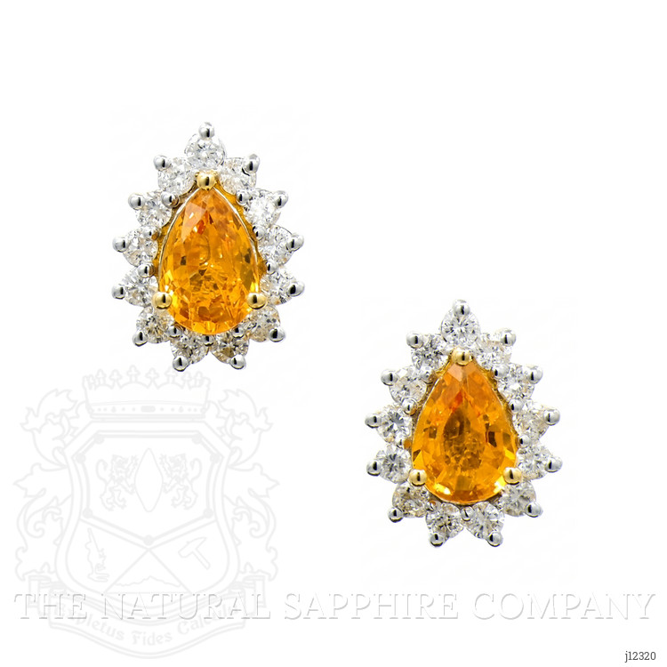 0.98 Ct.Tw. Yellow Sapphire and Natural Diamond Studs Earrings, 14K Yellow Gold