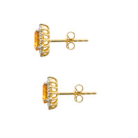 0.98 Ct.Tw.Total Carat Weight Yellow Sapphire and Natural Diamond Studs Earrings, 14K Yellow Gold Image