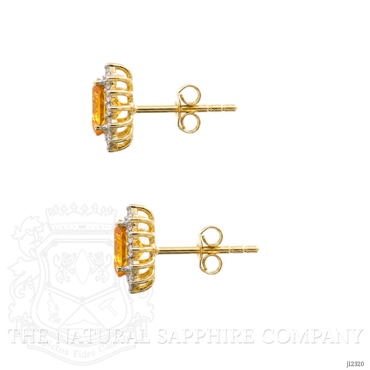 0.98 Ct.Tw. Yellow Sapphire and Natural Diamond Studs Earrings, 14K Yellow Gold