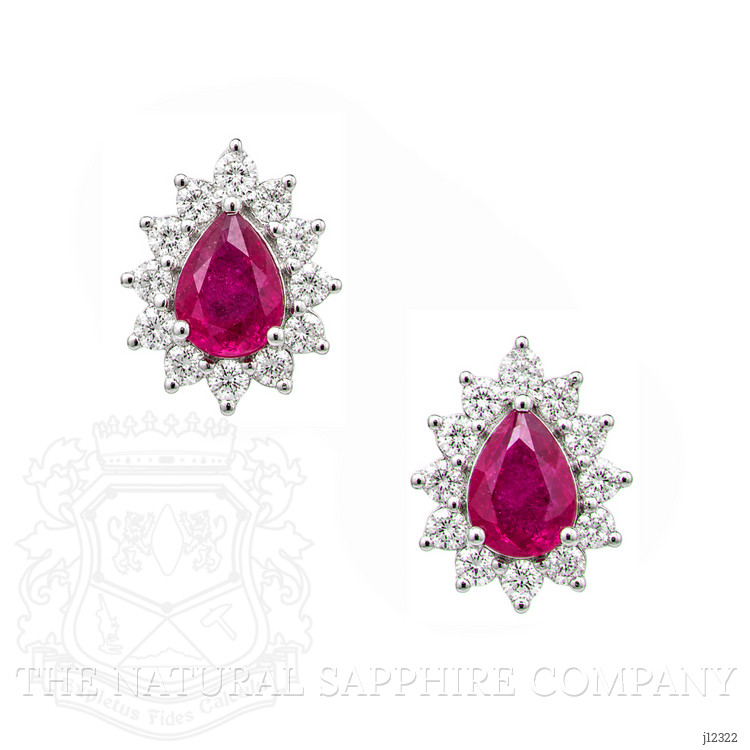 0.49 Ct.Tw. Ruby and Natural Diamond Studs Earrings, 14K White Gold