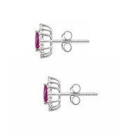 0.49 Ct.Tw.Total Carat Weight Ruby and Natural Diamond Studs Earrings, 14K White Gold Image