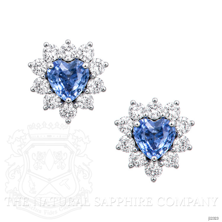0.54 Ct.Tw. Blue Sapphire and Natural Diamond Studs Earrings, 14K White Gold