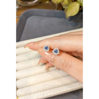 0.54&nbsp;Ct.Tw.Total Carat Weight Blue Sapphire and Natural Diamond Studs Earrings, 14K White Gold Life Style
