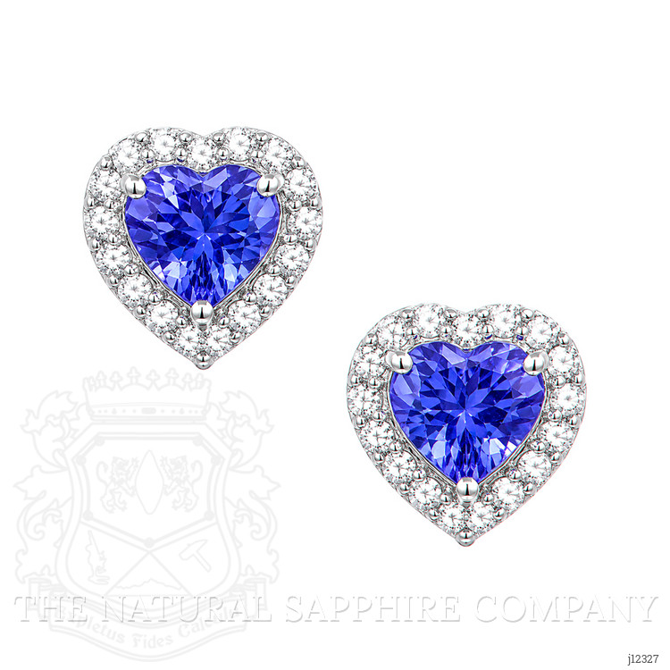 0.86 Ct.Tw. Violetish Blue Tanzanite and Natural Diamond Studs Earrings, 14K White Gold