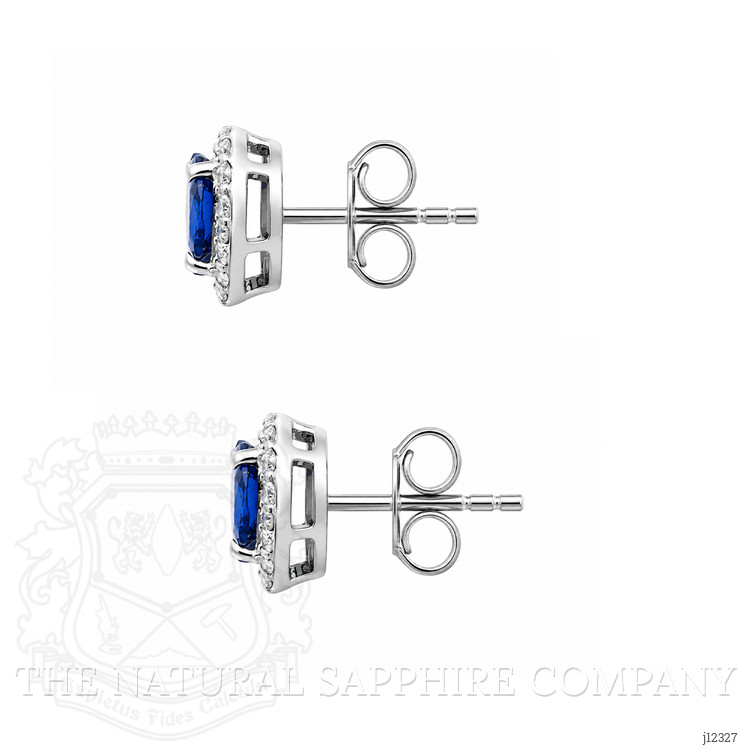 0.86 Ct.Tw. Violetish Blue Tanzanite and Natural Diamond Studs Earrings, 14K White Gold