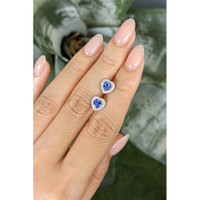 0.86&nbsp;Ct.Tw.Total Carat Weight Violetish Blue Tanzanite and Natural Diamond Studs Earrings, 14K White Gold Life Style