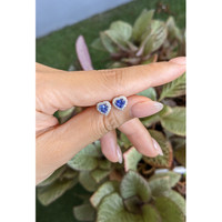 0.86&nbsp;Ct.Tw.Total Carat Weight Violetish Blue Tanzanite and Natural Diamond Studs Earrings, 14K White Gold Life Style