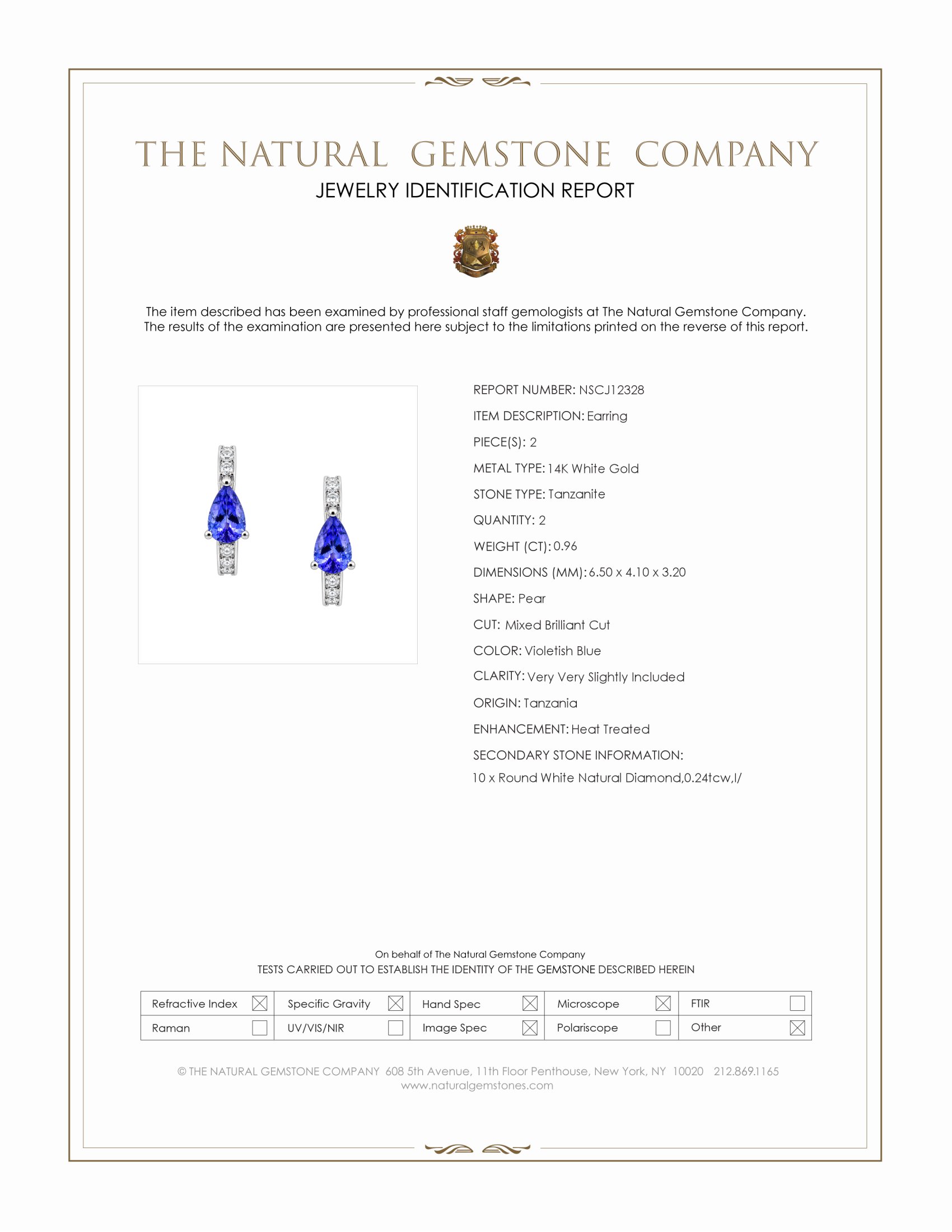 0.96 Ct.Tw. Violetish Blue Tanzanite and Natural Diamond Pave Earrings, 14K White Gold