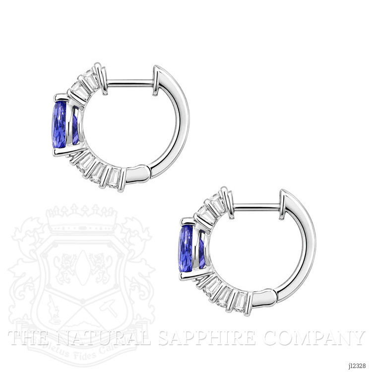 0.96 Ct.Tw. Violetish Blue Tanzanite and Natural Diamond Pave Earrings, 14K White Gold