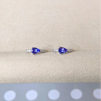 0.96 Ct.Tw.Total Carat Weight Violetish Blue Tanzanite and Natural Diamond Pave Earrings, 14K White Gold Life Style