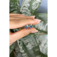 0.96 Ct.Tw.Total Carat Weight Violetish Blue Tanzanite and Natural Diamond Pave Earrings, 14K White Gold Life Style
