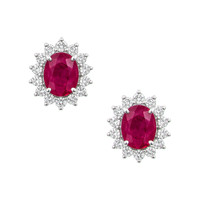 0.88 Ct.Tw. Ruby 14K White Gold earring