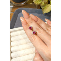 0.88 Ct.Tw.Total Carat Weight Pinkish Red Ruby and Natural Diamond Studs Earrings, 14K White Gold Life Style