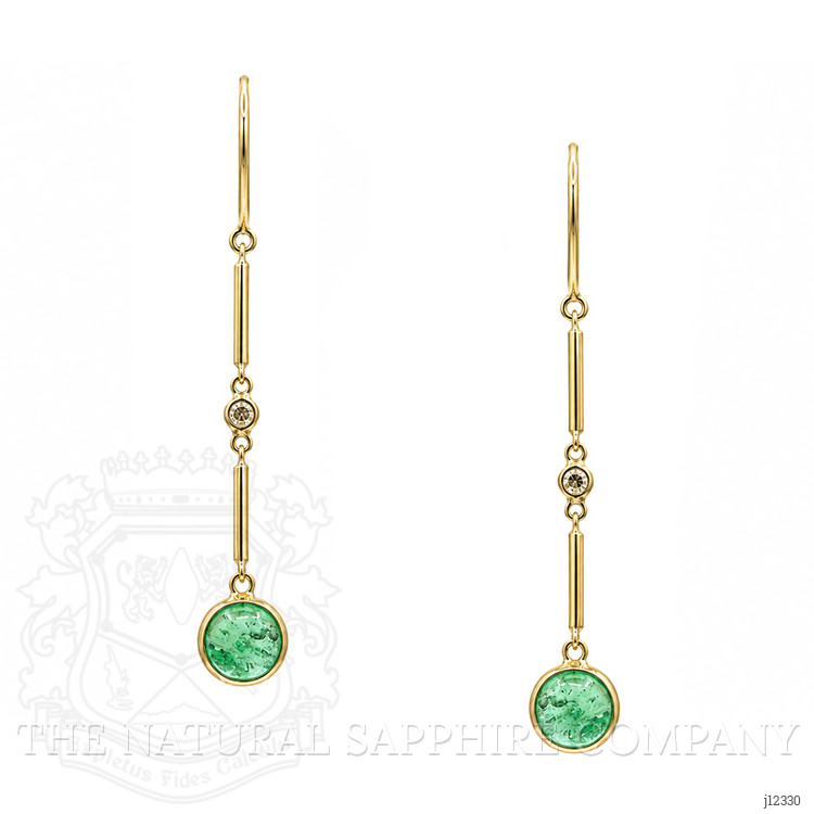 2.15 Ct.Tw. Emerald and Natural Diamond Bezel Earrings, 14K Yellow Gold