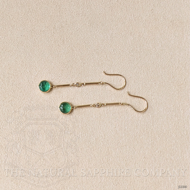 2.15 Ct.Tw. Emerald and Natural Diamond Bezel Earrings, 14K Yellow Gold