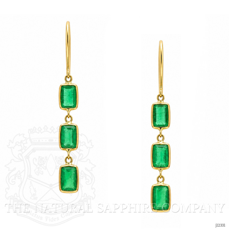 2.76 Ct.Tw. Emerald Bezel Earrings, 14K Yellow Gold
