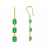 2.76&nbsp;Ct.Tw.Total Carat Weight Emerald Bezel Earrings, 14K Yellow Gold Image