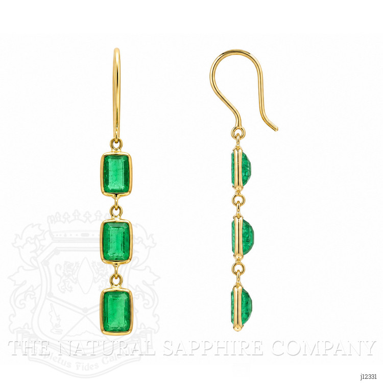 2.76 Ct.Tw. Emerald Bezel Earrings, 14K Yellow Gold