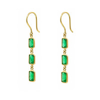 2.76&nbsp;Ct.Tw.Total Carat Weight Emerald Bezel Earrings, 14K Yellow Gold Image