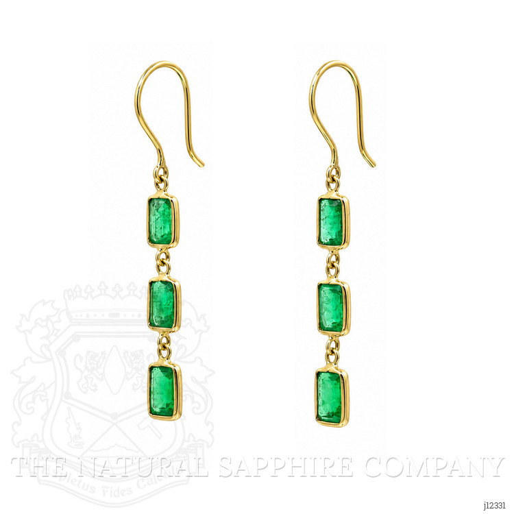 2.76 Ct.Tw. Emerald Bezel Earrings, 14K Yellow Gold