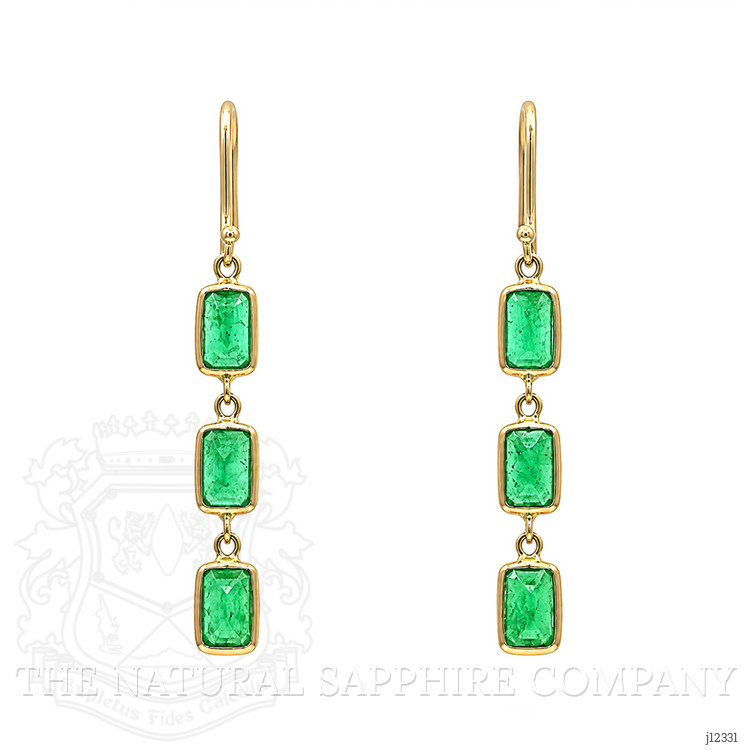 2.76 Ct.Tw. Emerald Bezel Earrings, 14K Yellow Gold