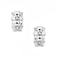 0.88 Ct.Tw.Total Carat Weight Emerald and Natural Diamond Studs Earrings, 18K White Gold Image