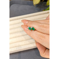 0.88&nbsp;Ct.Tw.Total Carat Weight Emerald and Natural Diamond Studs Earrings, 18K White Gold Life Style