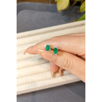0.88&nbsp;Ct.Tw.Total Carat Weight Emerald and Natural Diamond Studs Earrings, 18K White Gold Life Style
