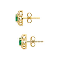 0.65 Ct.Tw.Total Carat Weight Emerald and Natural Diamond Studs Earrings, 14K Yellow Gold Image