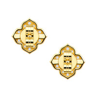 0.65 Ct.Tw.Total Carat Weight Emerald and Natural Diamond Studs Earrings, 14K Yellow Gold Image