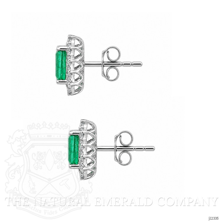 1.21 Ct.Tw. Emerald and Natural Diamond Studs Earrings, 14K White Gold