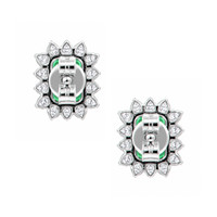 1.21 Ct.Tw.Total Carat Weight Emerald and Natural Diamond Studs Earrings, 14K White Gold Image
