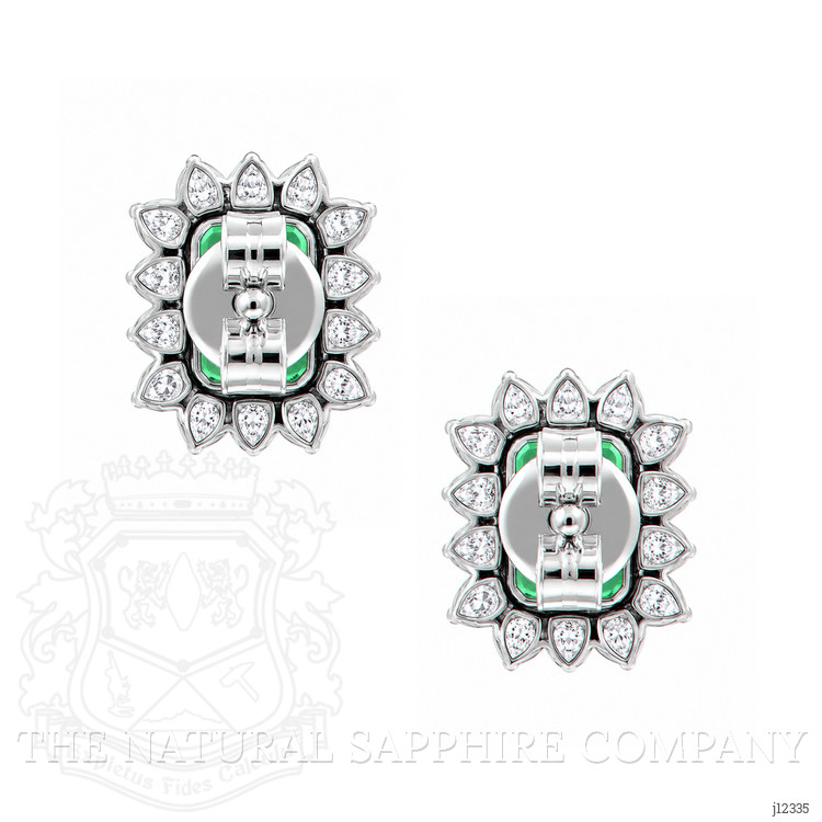 1.21 Ct.Tw. Emerald and Natural Diamond Studs Earrings, 14K White Gold