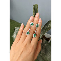 3.68 Ct.Tw.Total Carat Weight Emerald and Natural Diamond Pave Earrings, 14K White Gold Life Style