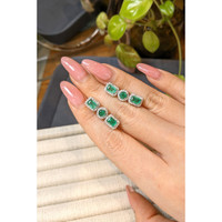2.25&nbsp;Ct.Tw.Total Carat Weight Emerald and Natural Diamond Pave Earrings, 18K White Gold Life Style
