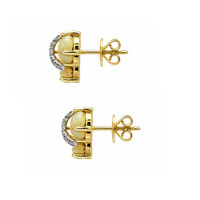 3.62 Ct.Tw.Total Carat Weight Multi Color Opal and Natural Diamond Studs Earrings, 14K Yellow Gold Image